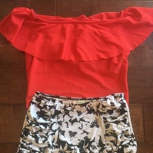 Kortni Jeane red off shoulder top